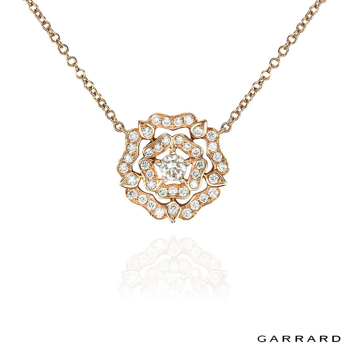 Garrard Rose Gold Tudor Rose Diamond Pendant Garrard Rose Gold Tudor Rose Diamond Pendant